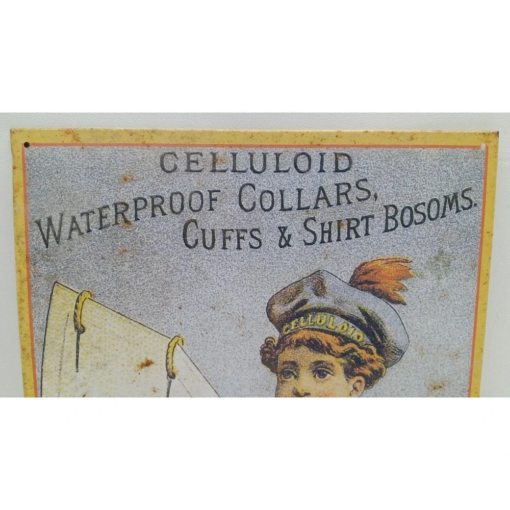 Vintage Smooth Tin Sign‎ /CELLULOID COLLARS, CUFFS & SHIRTS PLAQUE 10